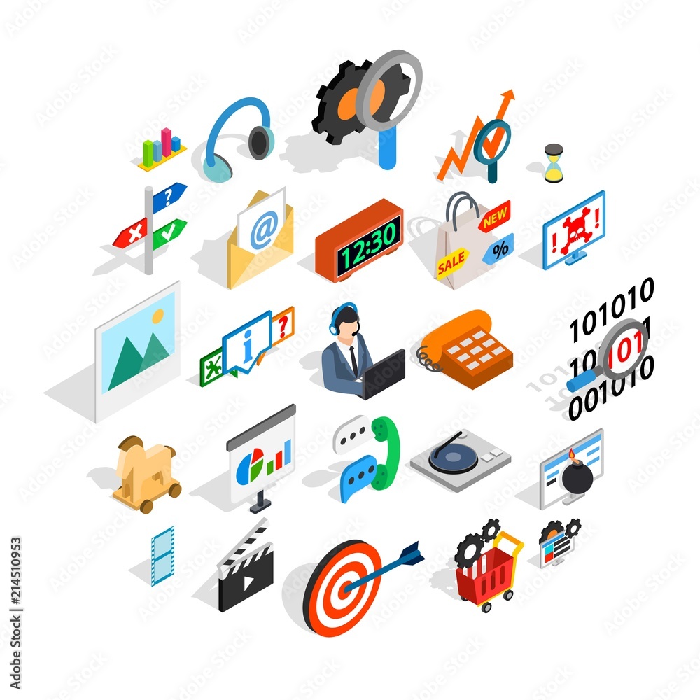 Team leader icons set. Isometric set of 25 team leader vector icons for web isolated on white background