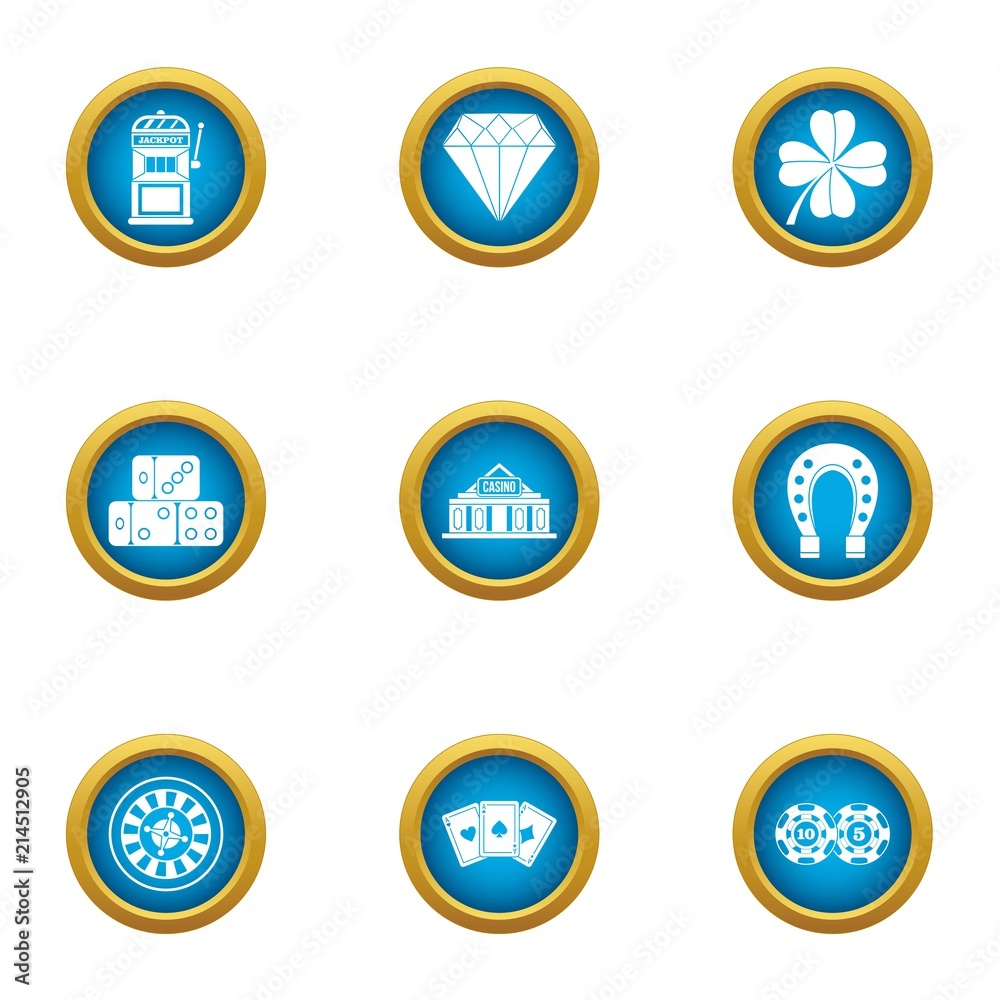 Fototapeta premium Gambling establishment icons set. Flat set of 9 gambling establishment vector icons for web isolated on white background