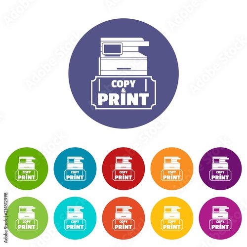 Copy and print icons color set vector for any web design on white background photo