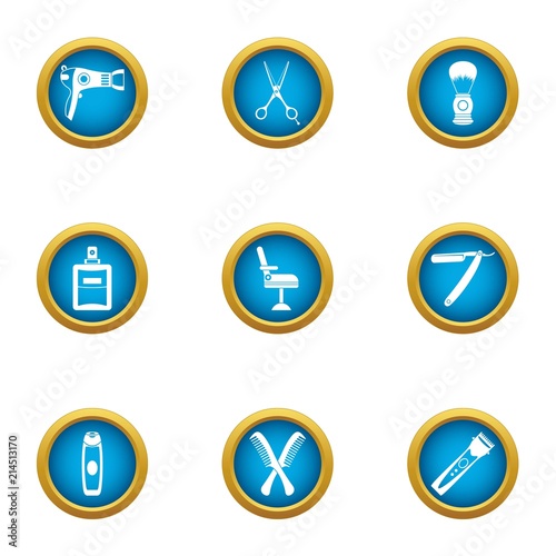 Coiffeur icons set. Flat set of 9 coiffeur vector icons for web isolated on white background