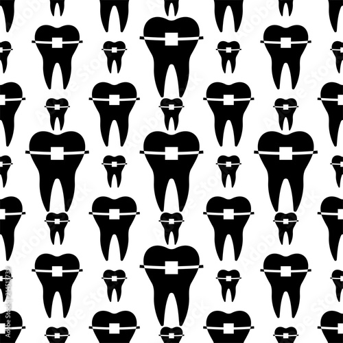 Tooth Braces Icon Seamless Pattern, Braces