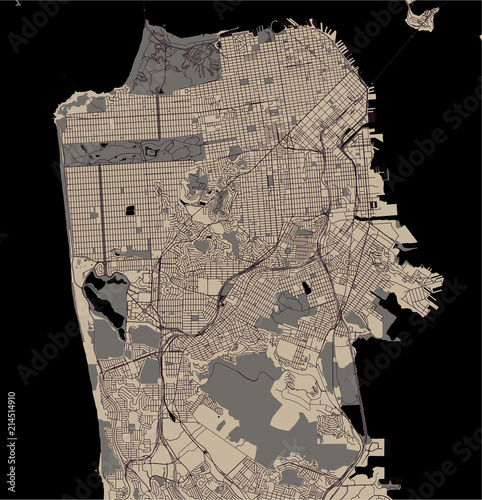 vector map of the city of San Francisco, USA