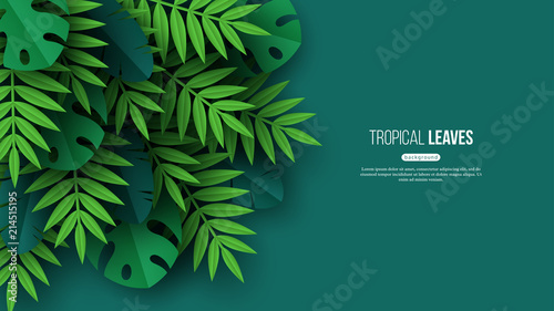 Fotografie, Tablou Exotic jungle tropical palm leaves