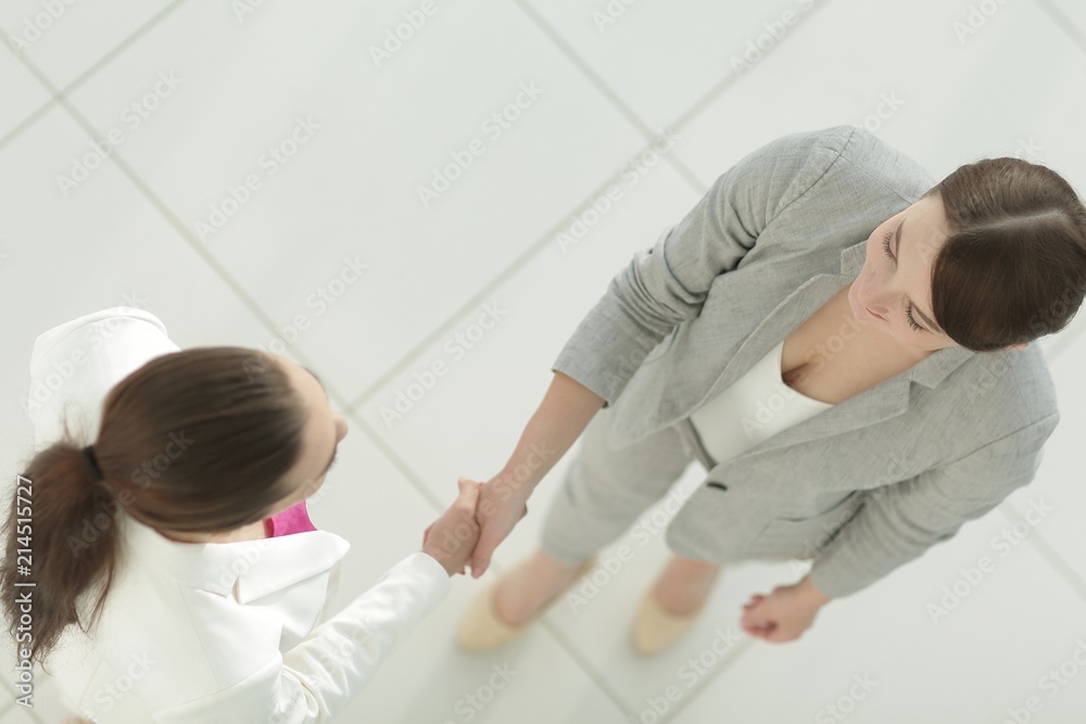 Obraz premium handshake of two business woman