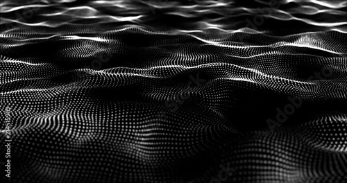 White Wave Data Network as Particle System Loopable Background Video Animation.