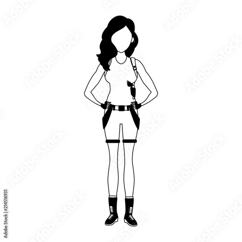 Action woman costume cartoon vector illustration graphic design