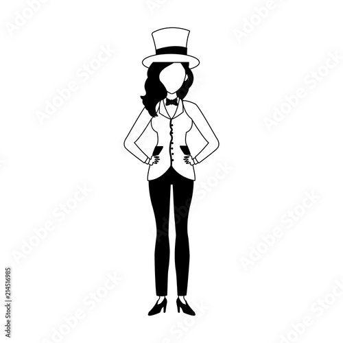 Woman magician costume cartoon vector illustration graphic design