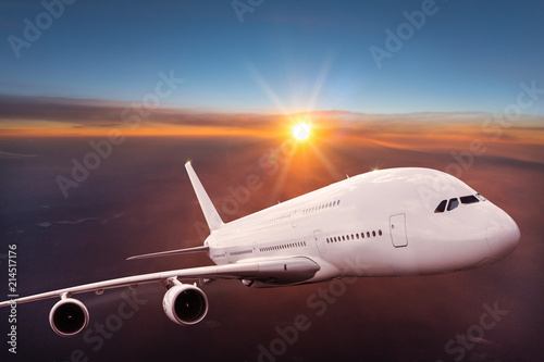 Big commercial airplane fly...