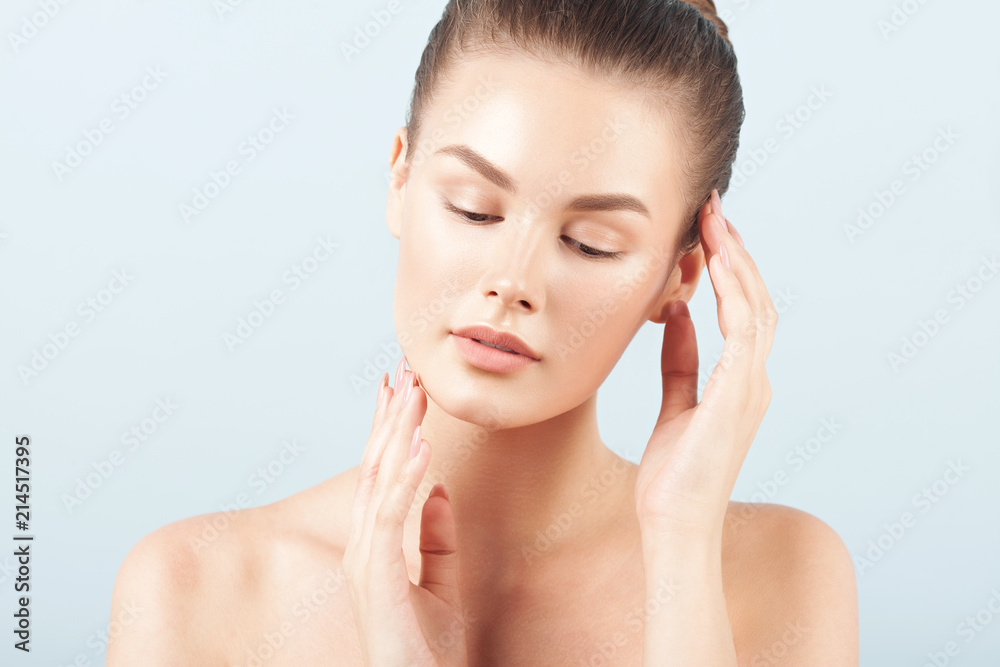 Young beautiful woman with clean perfect skin close-up Young beautiful woman with clean perfect skin close-up