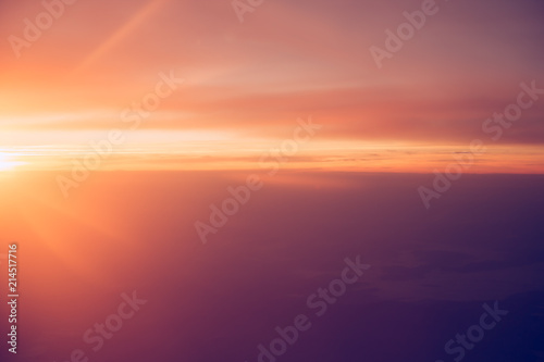 Sunrise sky from the airplane window