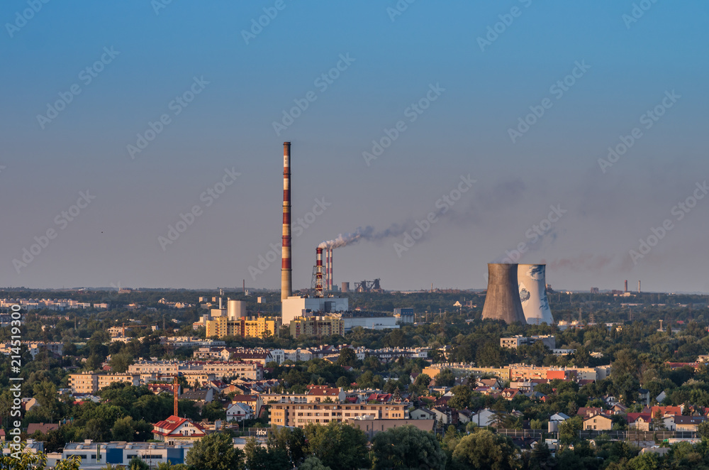 Power plant in the evening, Krakow Poland