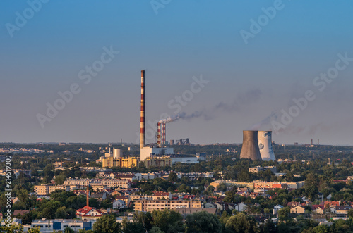 Power plant in the evening, Krakow Poland