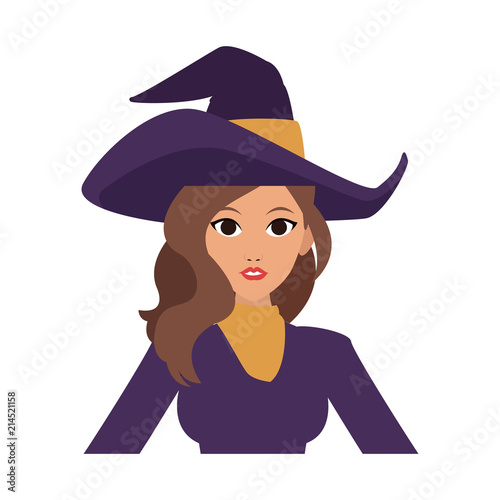 Woman with witch costume cartoon vector illustration graphic design