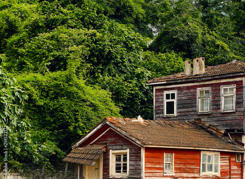 historic wooden houses in the forest in black sea turkey