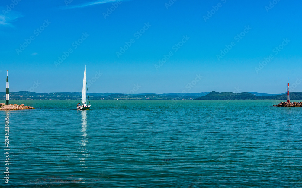 Sailboat on lake Balaton in summer