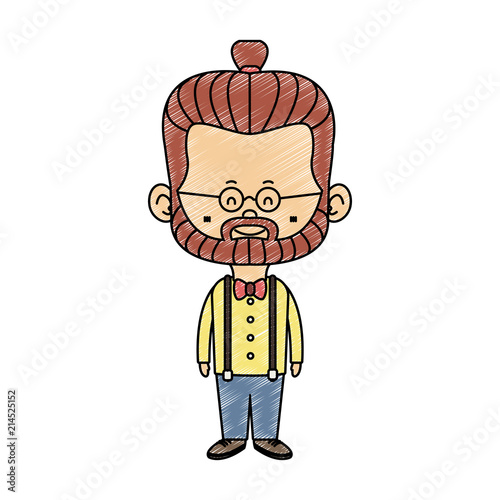 Midget hispter with glasses cartoon vector illustration graphic design