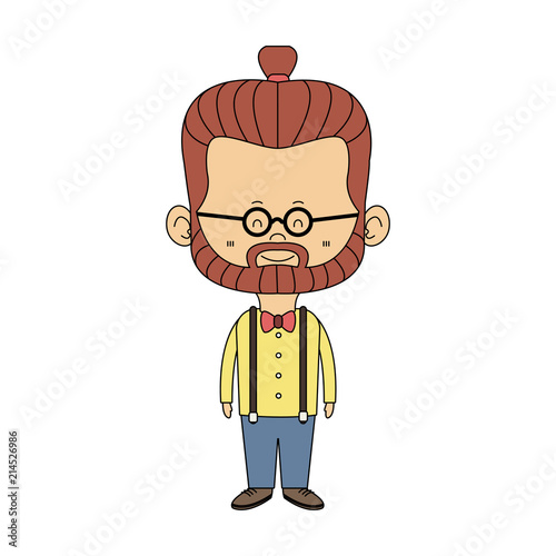 Midget hispter with glasses cartoon vector illustration graphic design