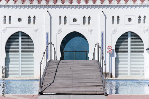 Detail of the back facade of the moruno building in the city of Castellon, Spain photo