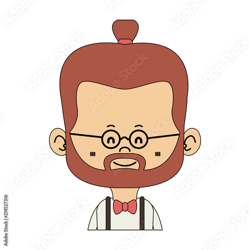 Midget hispter with glasses cartoon vector illustration graphic design