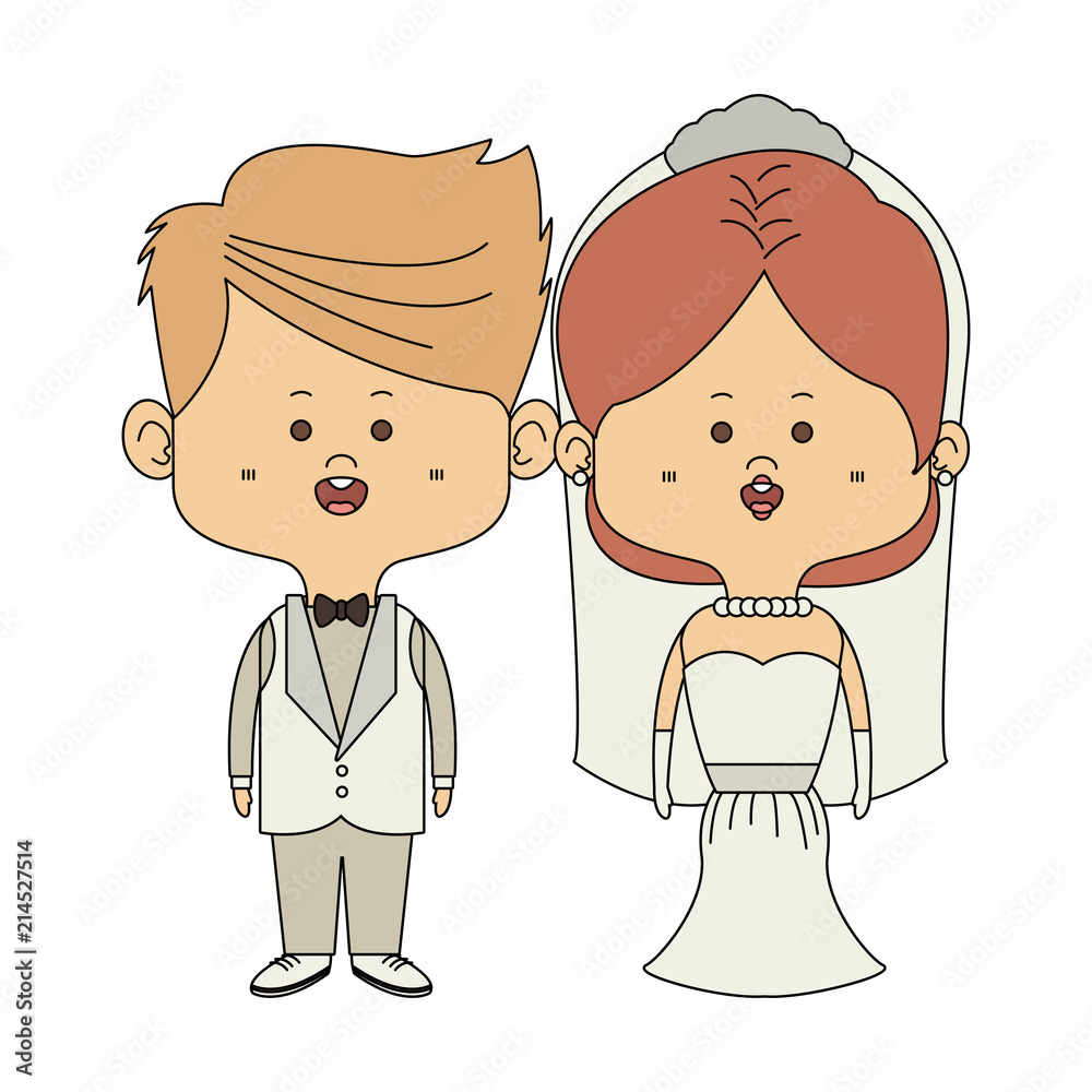 Groom and bride midgets cartoon vector illustration graphic design Groom and bride midgets cartoon vector illustration graphic design