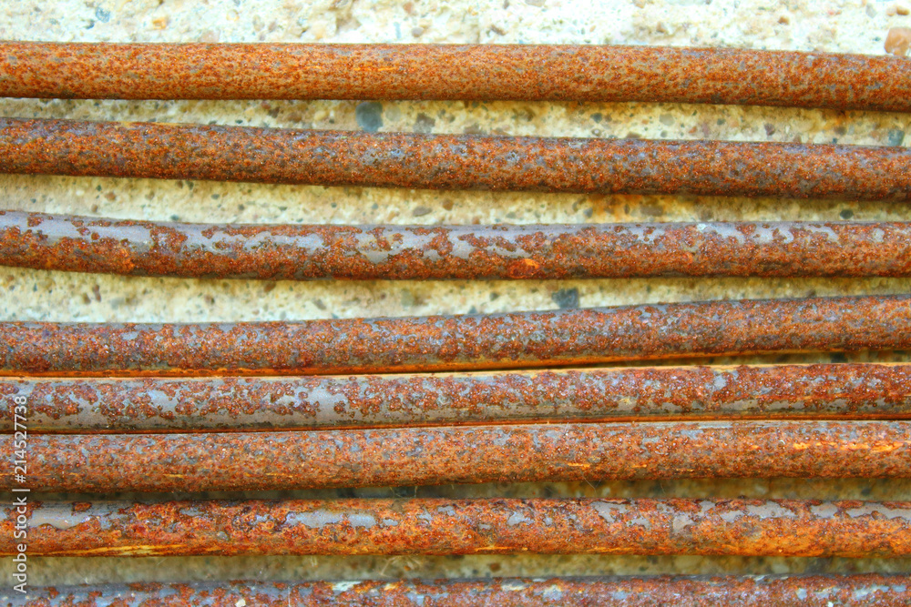 Metal rusty thick wire. Close-up. Background. Texture. Metal rusty thick wire. Close-up. Background. Texture.