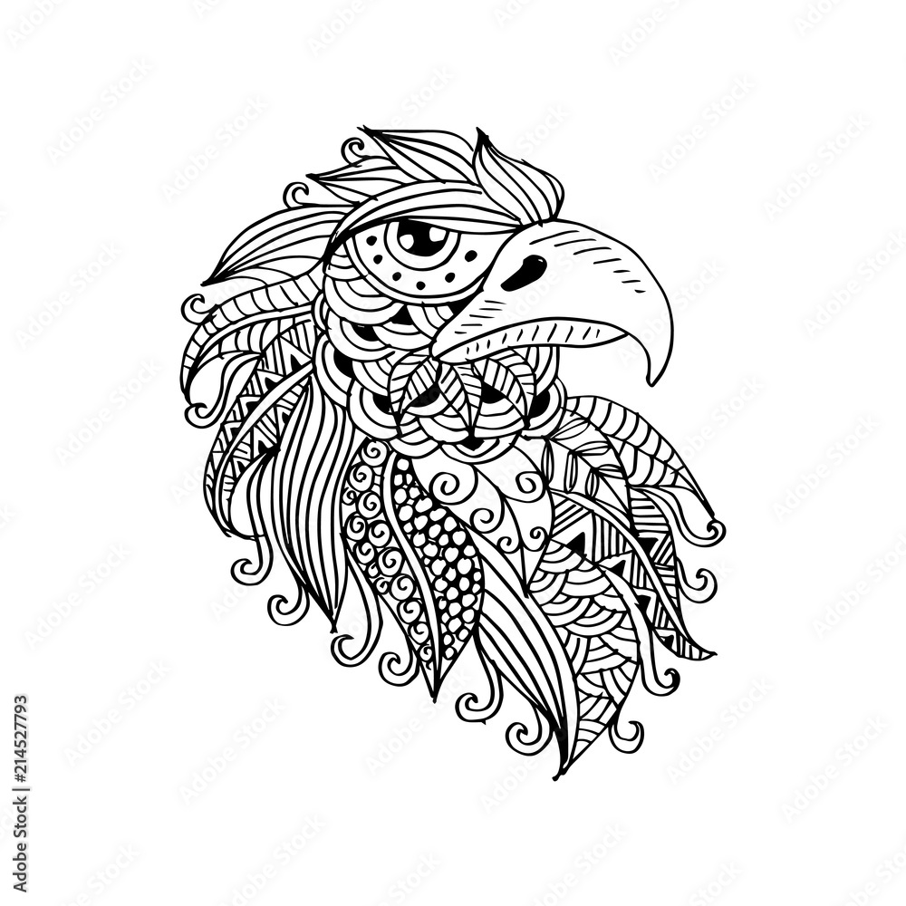 Hand Drawn head of eagle. Hand drawing illustration. Hand Drawn head of eagle. Hand drawing illustration.
