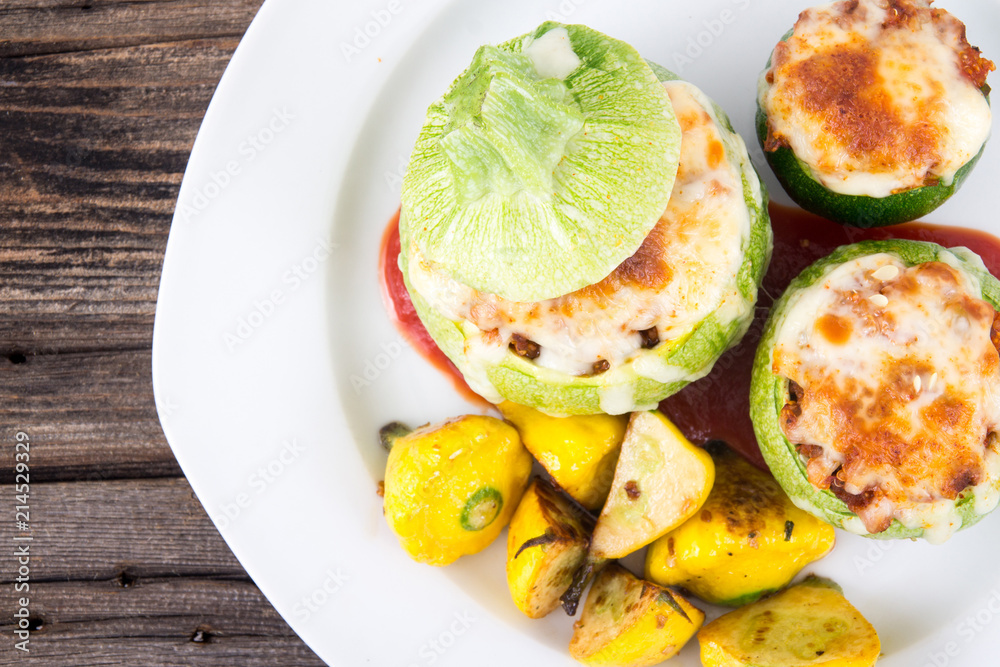 round stuffed zucchini ball with quinoa