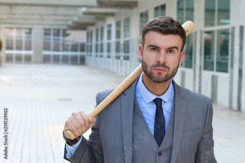 Photography Tough looking male holding baseball bat