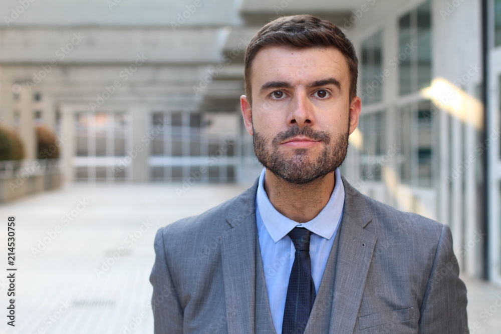 Businessman with mandibular prognathism close up Businessman with mandibular prognathism close up
