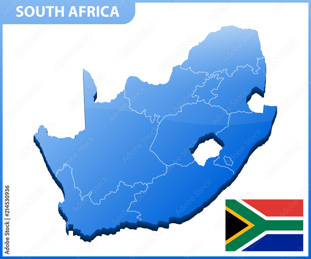 Fototapeta premium Highly detailed three dimensional map of South Africa. Administrative division.