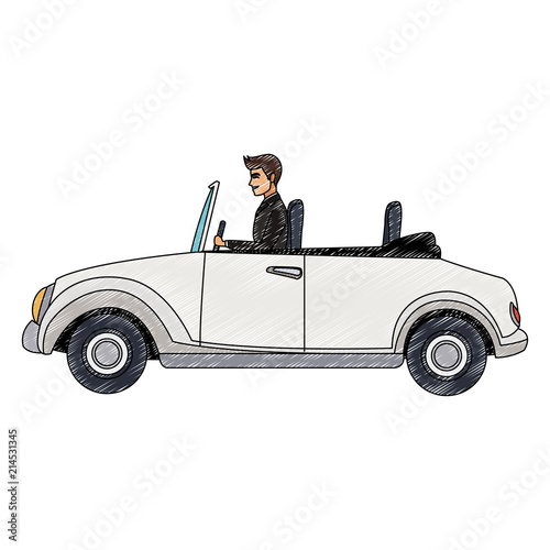 Man driving classic sport car vector illustration graphic design