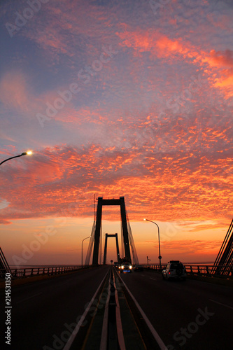 Amanecer desde el Puente Rafael Urdaneta, Maracaibo, Venezuela. photo