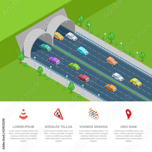 Carta da parati 3D Tunnel - Carta da parati Tunnel road vector isometric 3D illustration. Business presentation infographic template.