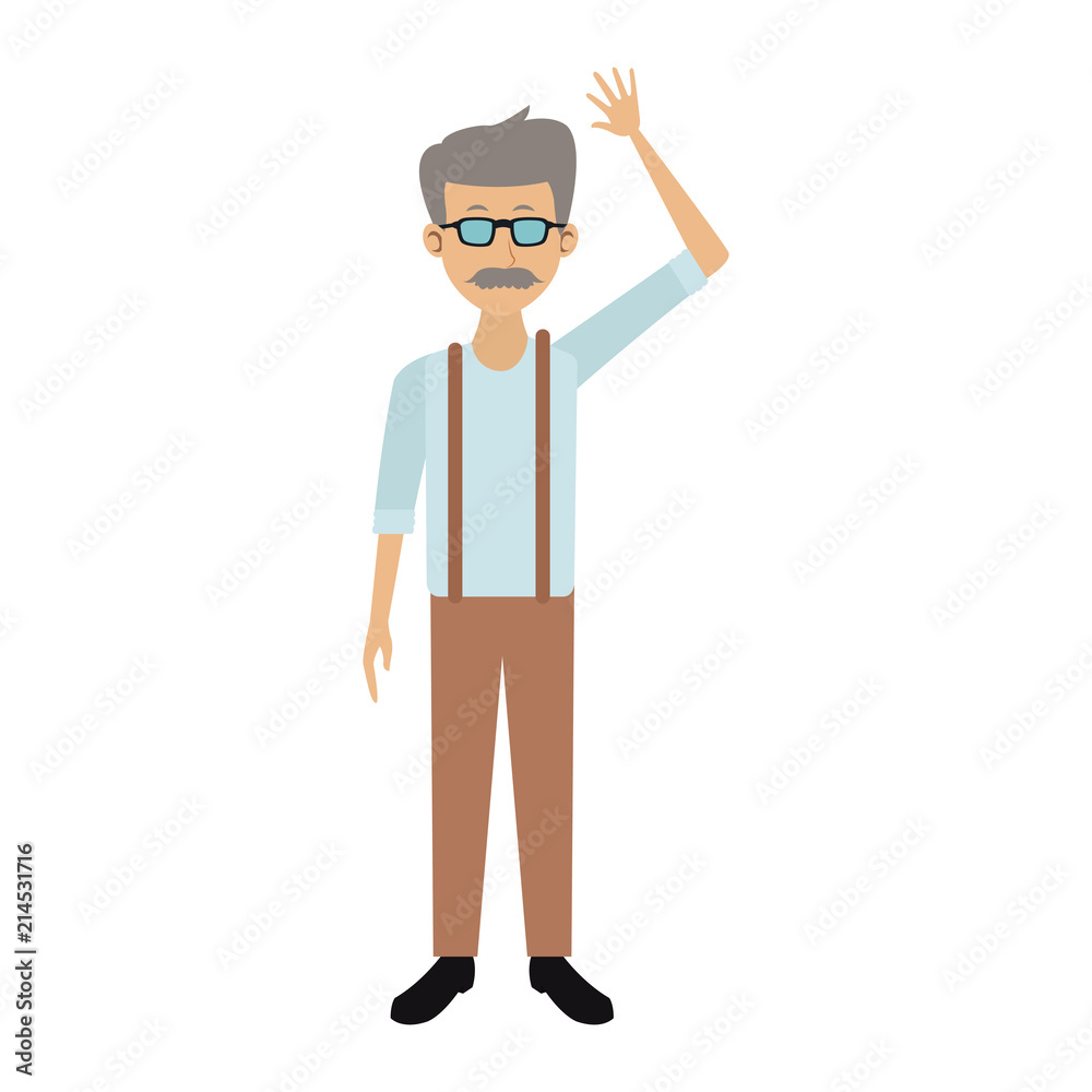 Old man with glasses and mustache cartoon vector illustration graphic design