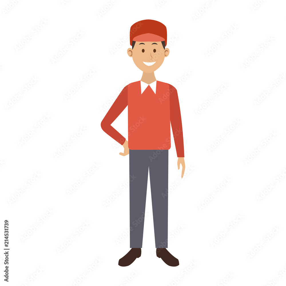 Young man with casual clothes cartoon vector illustration graphic design
