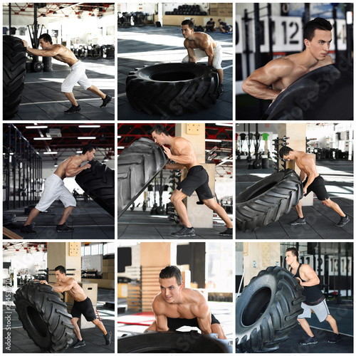 Set with young muscular man...