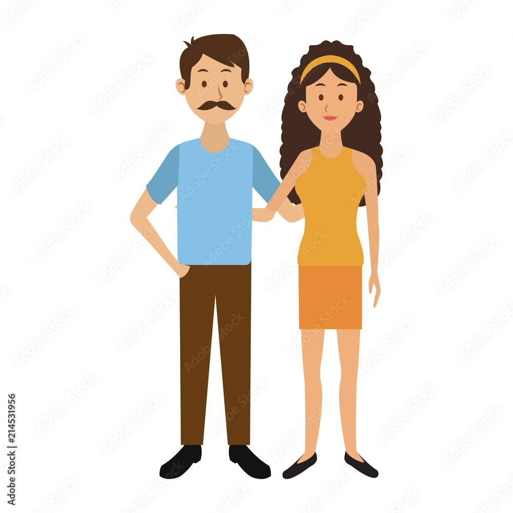 Cute and young couple cartoon vector illustration graphic design
