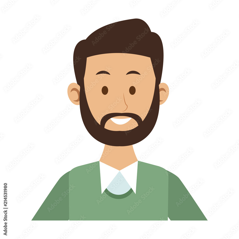 Young man with beard and casual clothes cartoon vector illustration graphic design