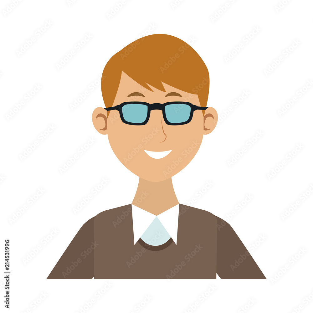 Young man with glasses and casual clothes cartoon vector illustration graphic design