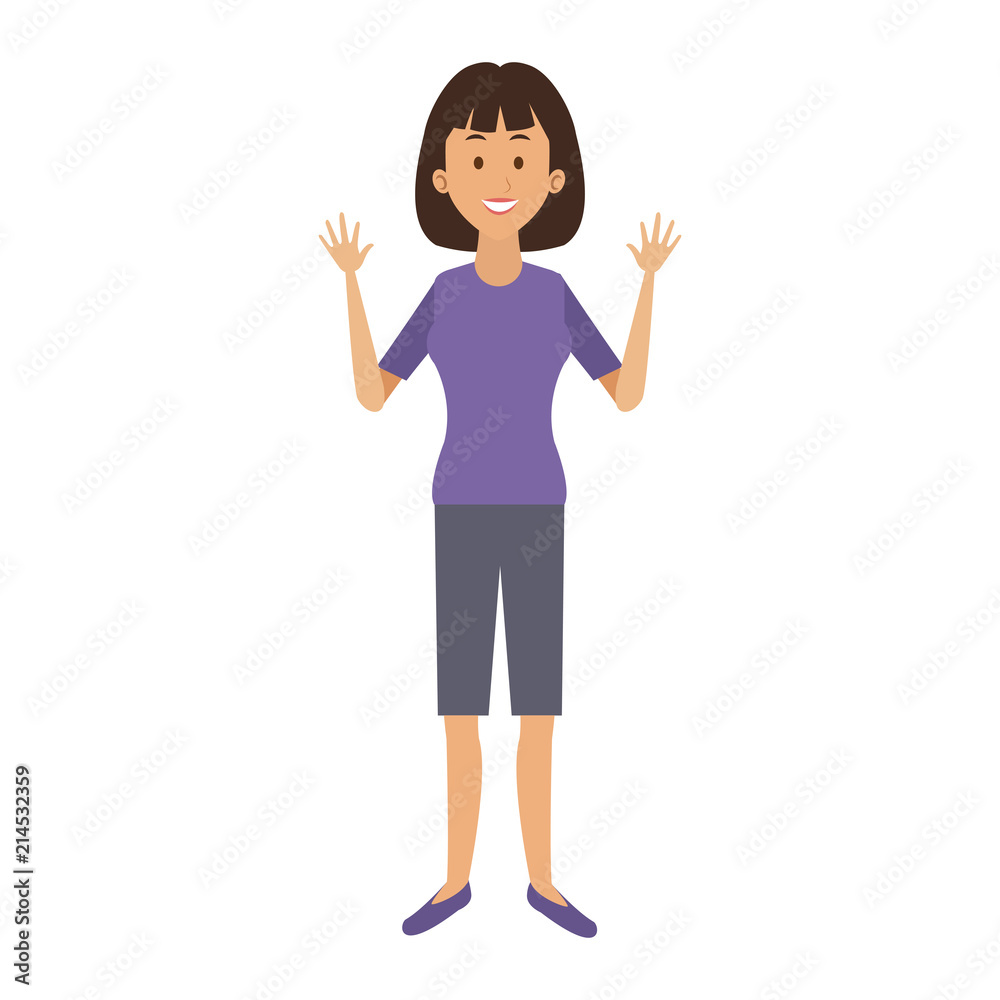 Young woman with casual clothes cartoon vector illustration graphic design