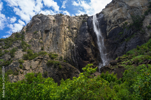 Cascading Bridalveil Falls, an Iconic Landmark in Yosemite National Park