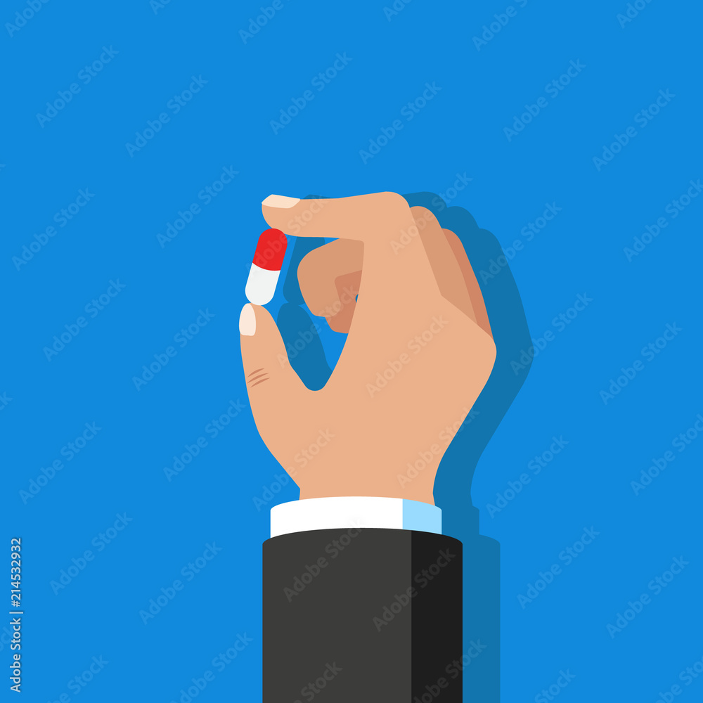 Fototapeta premium Pill in hand. Vector.