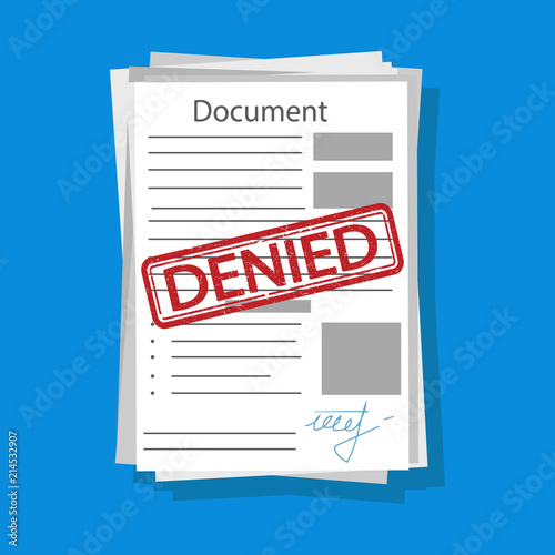 Denied document illustration. Vector.