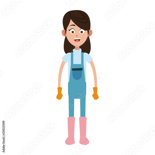 Woman farmer with overrall vector illustration graphic design photo