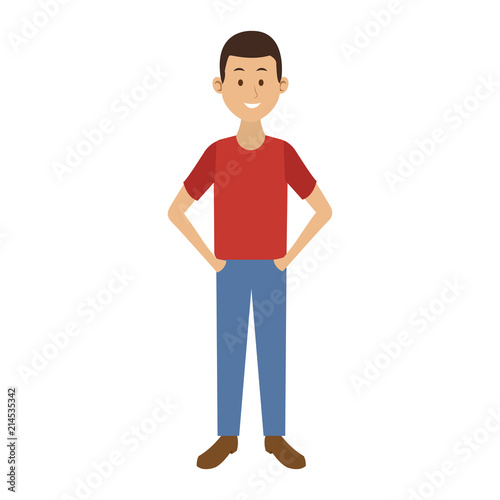 Young man with casual clothes cartoon vector illustration graphic design