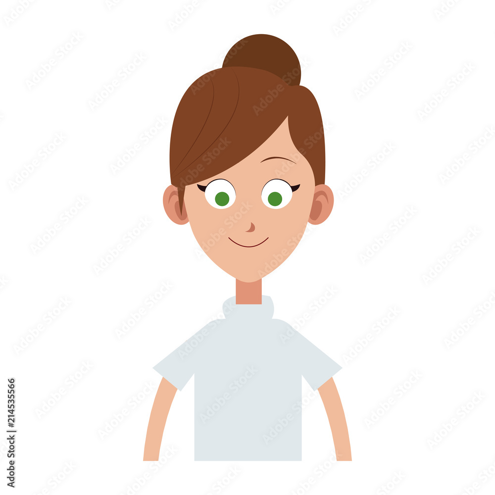 Young woman cartoon profile vector illustration graphic design