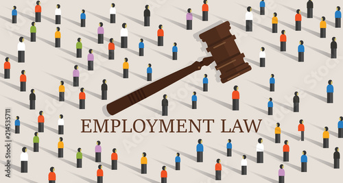 employment law labor legislation a gavel and people cowd. concept of legal education.