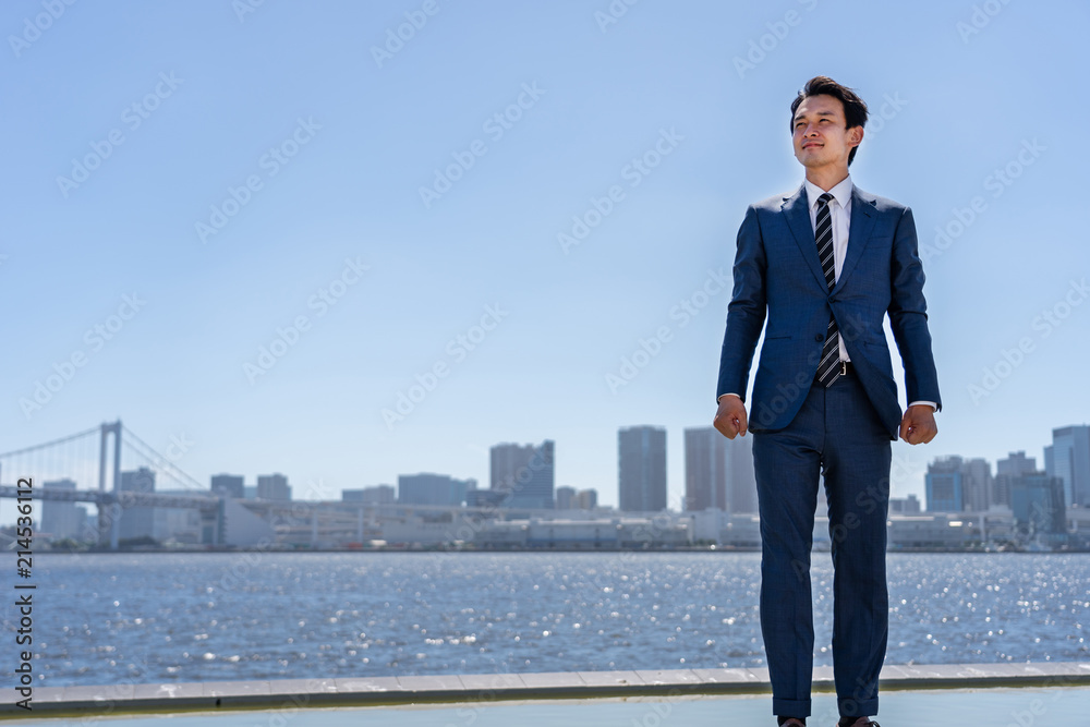 portrait of asian businessman in blue sky portrait of asian businessman in blue sky