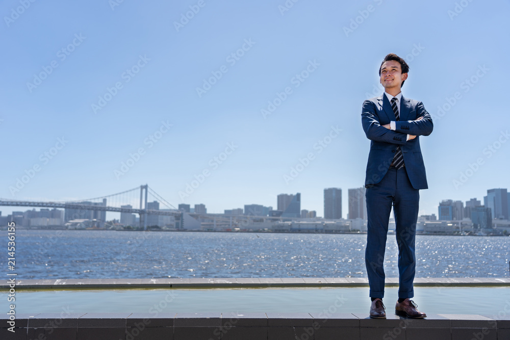 portrait of asian businessman in blue sky portrait of asian businessman in blue sky