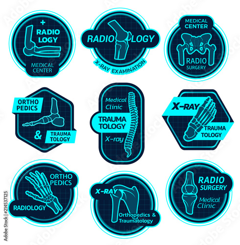 Orthopedics health center vector X-ray icons